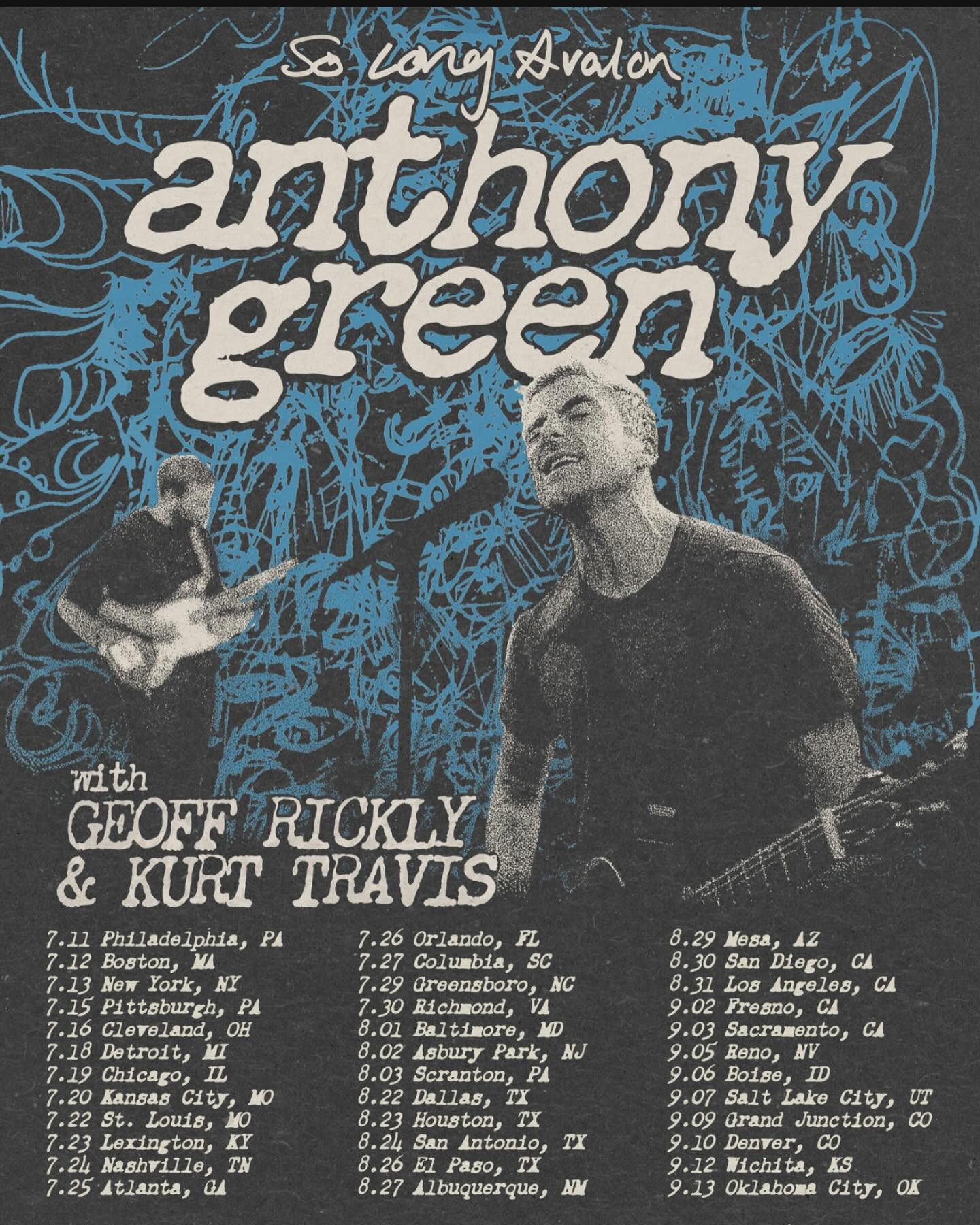 Geoff Rickly So Long Avalon Tour Poster 2025